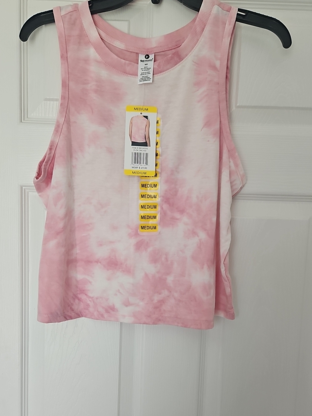 90 Degree By Reflex Pink & White Tie-Dye Tank